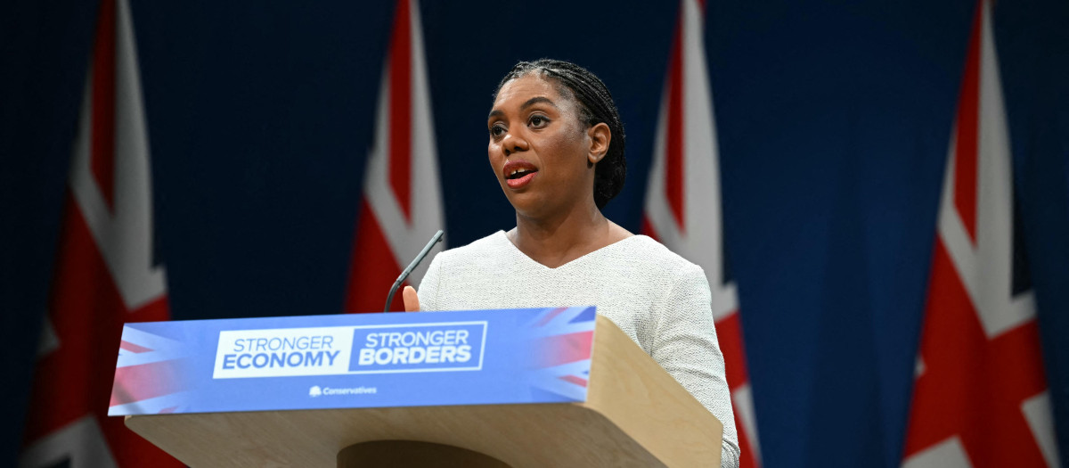 Kemi Badenoch, líder de los conservadores británicos, durante el Congreso anual en Manchester