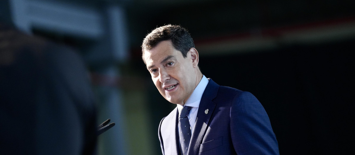 El presidente de la Junta de Andalucía, Juanma Moreno, este martes en Sevilla