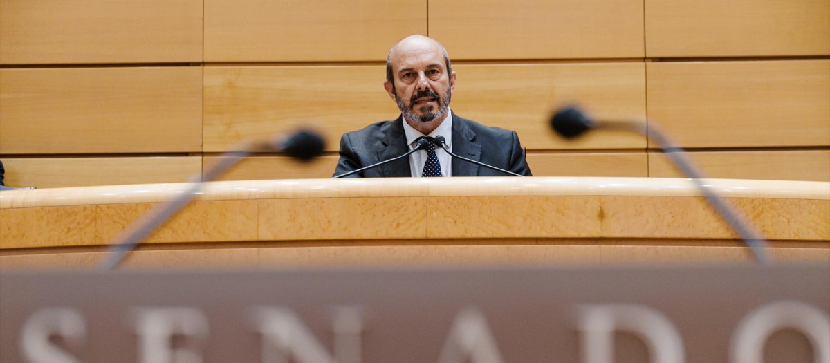 El presidente del Senado, Pedro Rollán, durante una sesión de control al Gobierno