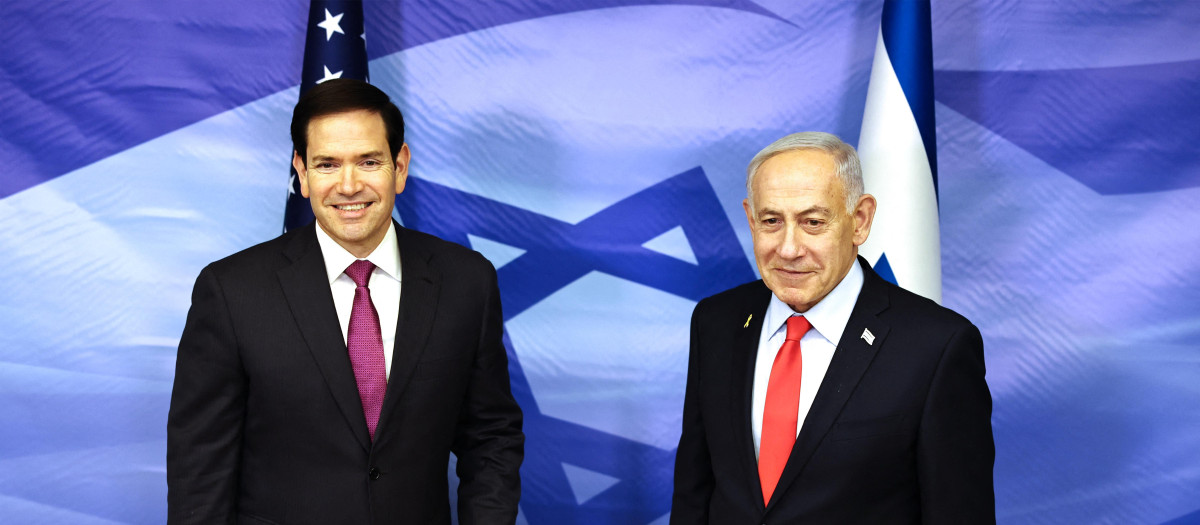 Marco Rubio, secretario de Estado de EE.UU. y Benjamín Netanyahu en Jerusalén