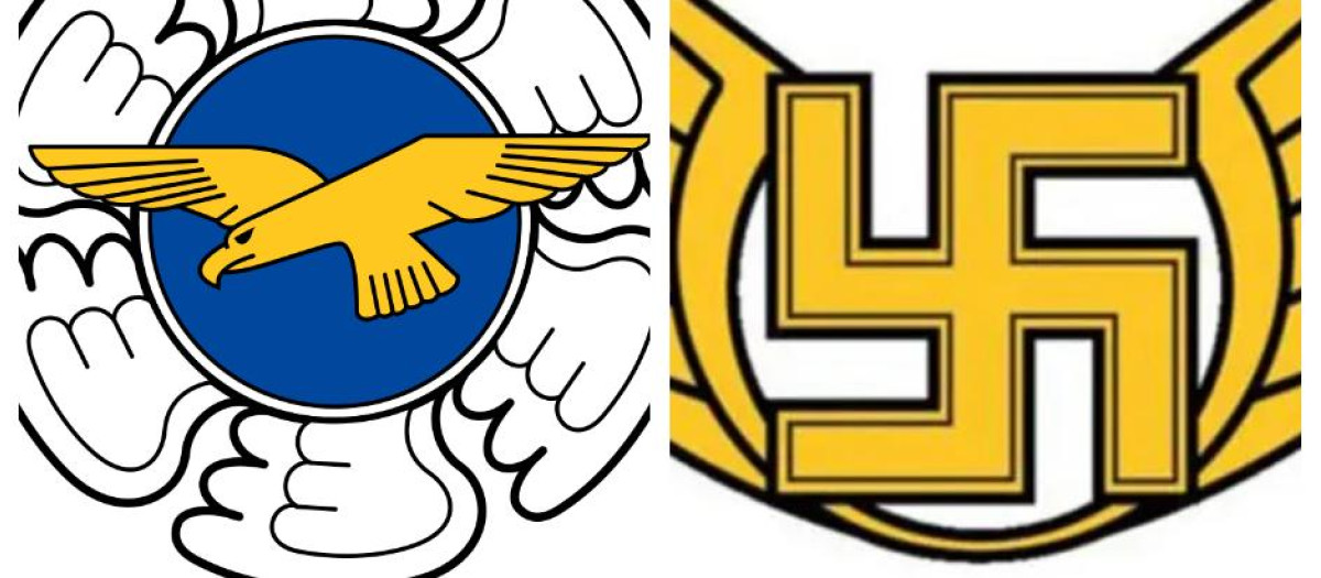 El nuevo emblema de la Fuerza Aérea Finlandesa junto con el antiguo