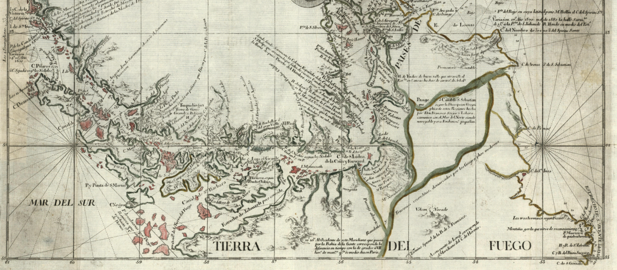 Mapa Marítimo del Estrecho de Magallanes, Juan de la Cruz Cano y Olmedilla, 1769