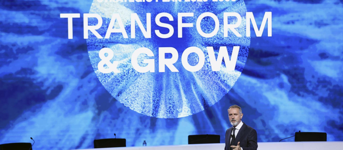 El presidente de Telefónica, Marc Murtra, durante la rueda de prensa.