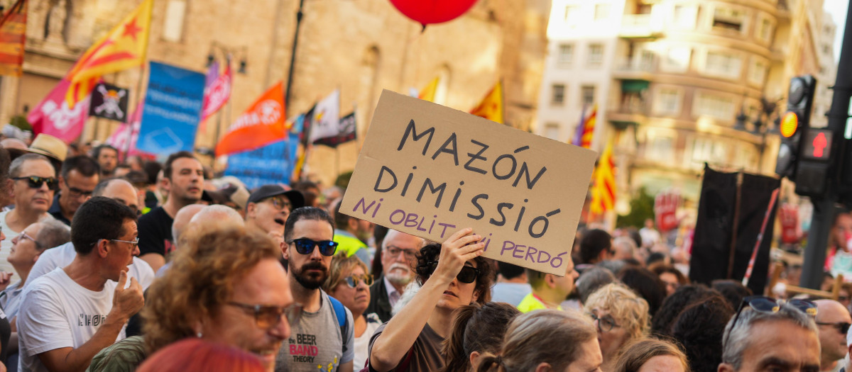 Imagen de archivo de una manifestación contra Carlos Mazón por la dana de Valencia.