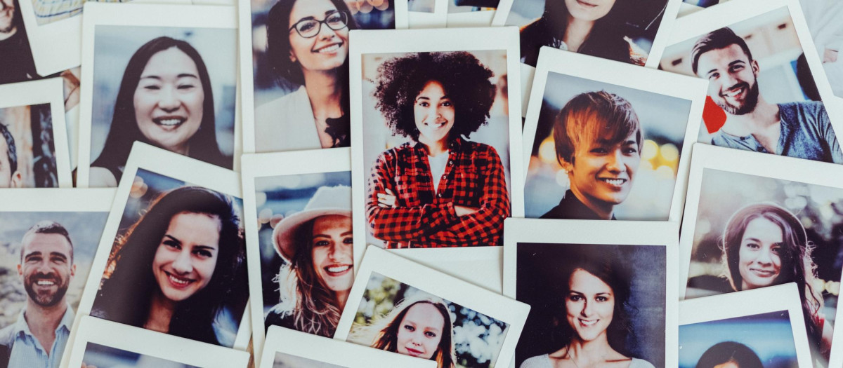 Instant portraits of multi ethnic group