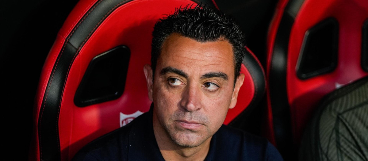 Xavi Hernández durante un partido de LaLiga con el FC Barcelona