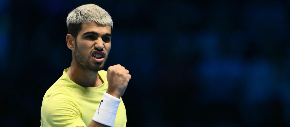 Carlos Alcaraz, durante la final de las ATP Finals frente a Jannik Sinner