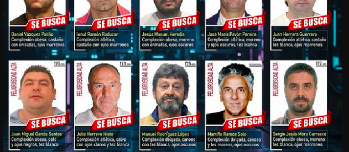 Tres gallegos, entre los fugitivos más buscados de España