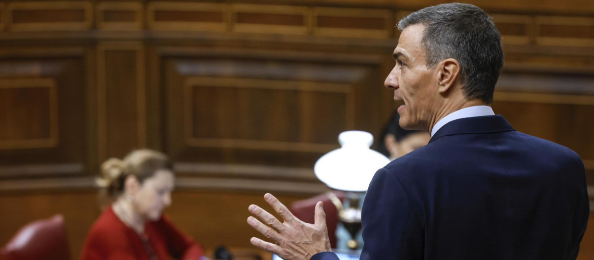 El presidente del Gobierno Pedro Sánchez durante una intervención en el Congreso de los Diputados