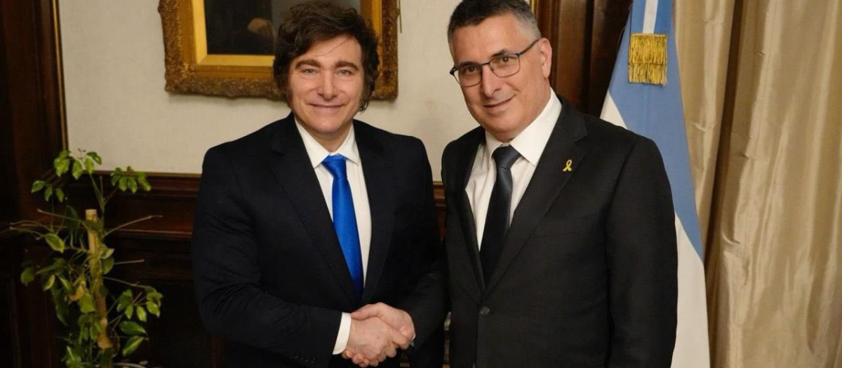 El presidente Javier Milei y el canciller israelí Gideon Saar en Buenos Aires