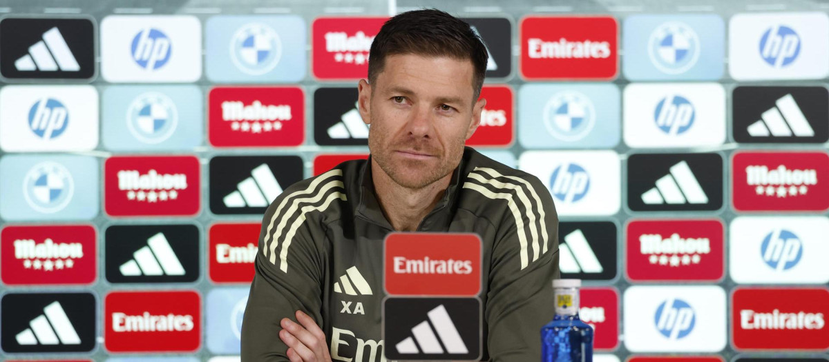 Xabi Alonso, entrenador del Real Madrid, en la rueda de prensa este sábado