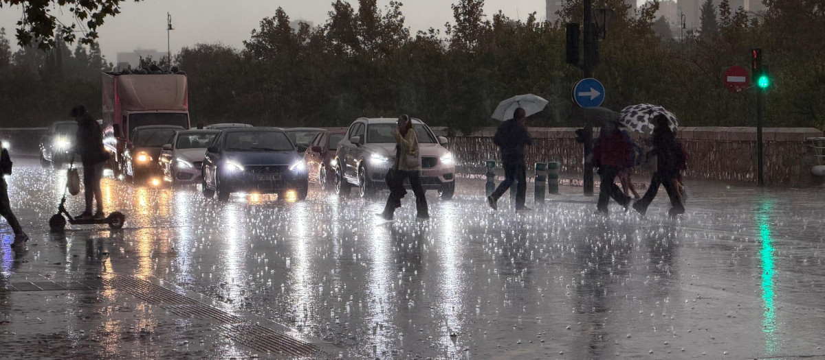 Imagen de un día de lluvia en la ciudad de Valencia.