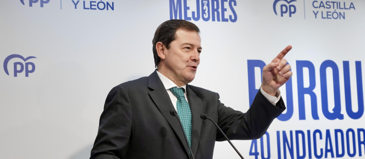 El presidente del Partido Popular de Castilla y León, Alfonso Fernández Mañueco, este lunes, en Valladolid