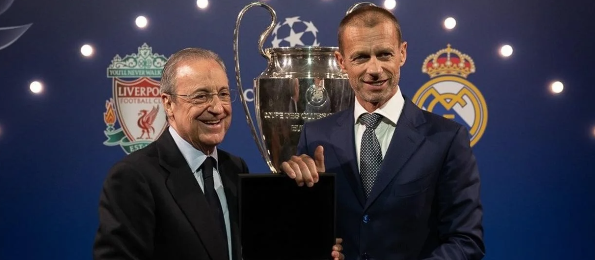 Aleksander Ceferin, presidente de la UEFA, y Florentino Pérez, presidente del Real Madrid
