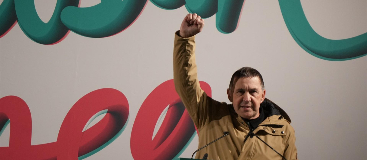 Arnaldo Otegi, interviene durante la manifestación de Bildu