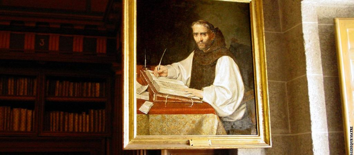 Retrato de Fray José de Sigüenza colocado a la entrada de la biblioteca del monasterio de El Escorial