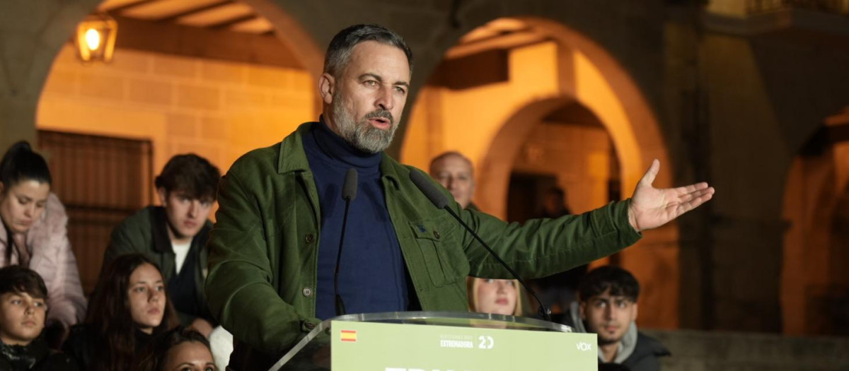 Santiago Abascal en un mitin en Trujillo el pasado lunes, en una foto de archivo
