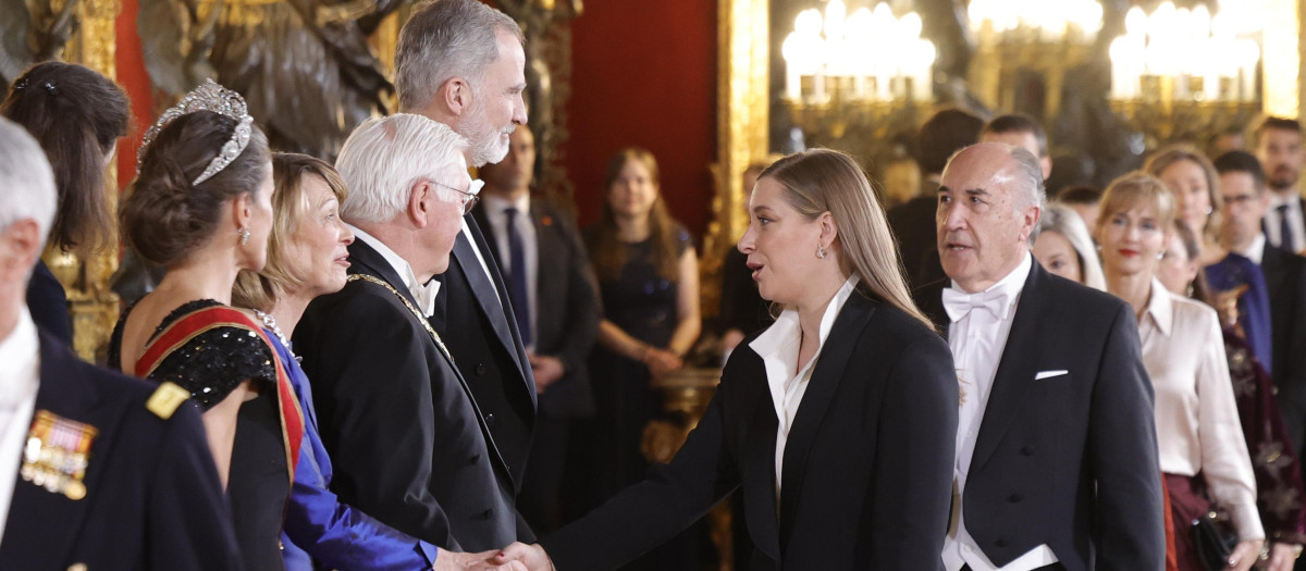 Esther Muñoz during a gala dinner at RoyalPalace due to the official trip of Germany Republic President to Spain in Madrid on Wednesday, 26 November 2025.