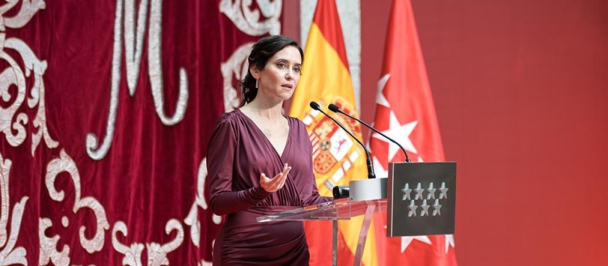 Ayuso durante el acto de la Constitución en la Real Casa de Correos