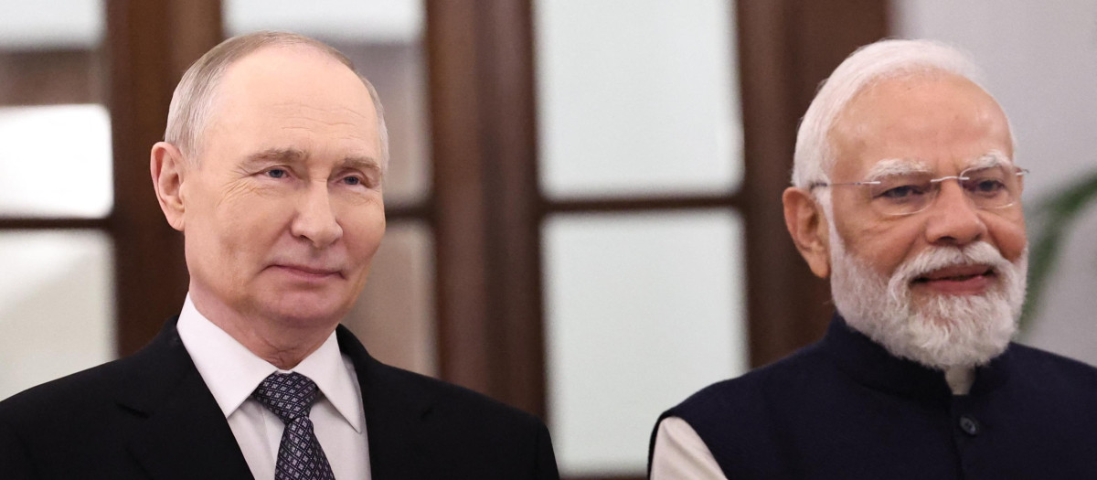 El presidente de Rusia, Vladimir Putin, y al primer ministro de la India, Narendra Modi