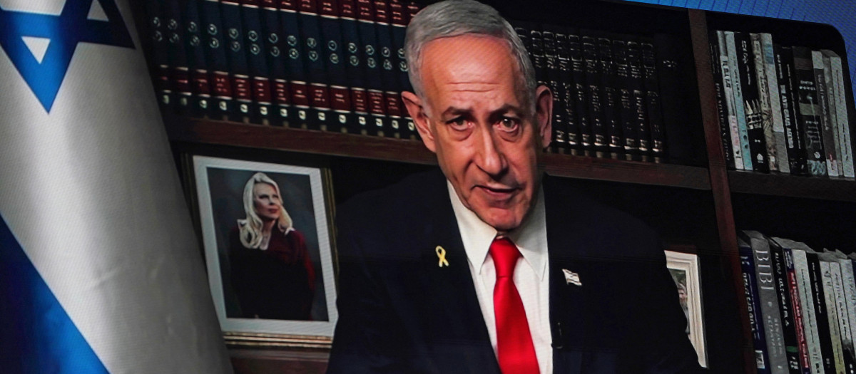 El primer ministro de Israel, Benjamin Netanyahu, por videoconferencia