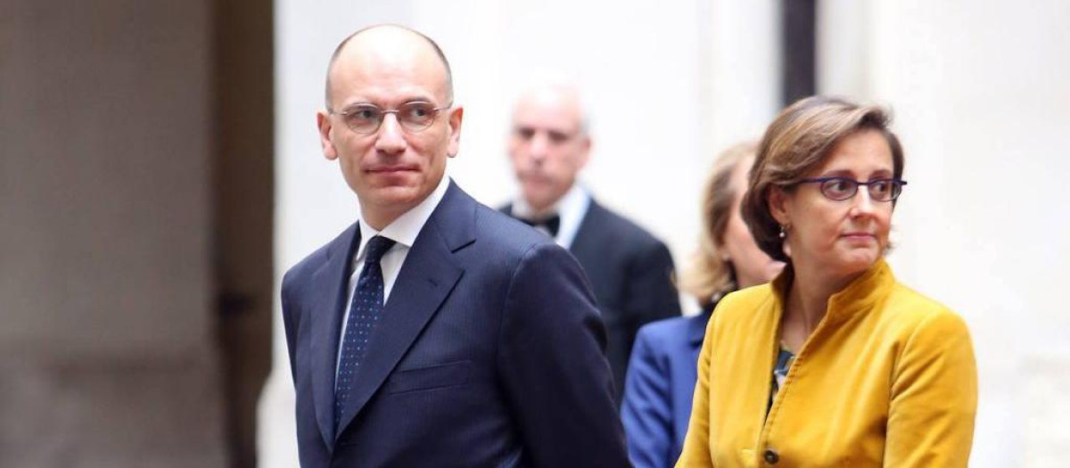 Enrico Letta con su mujer
