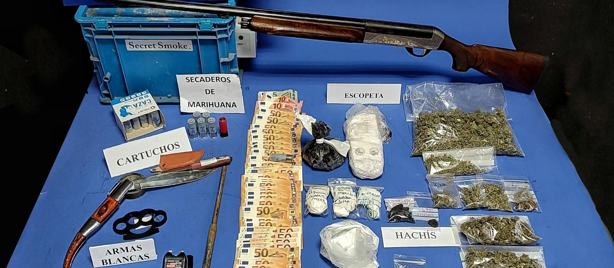Droga y armas inacutas por la Polcía Nacional