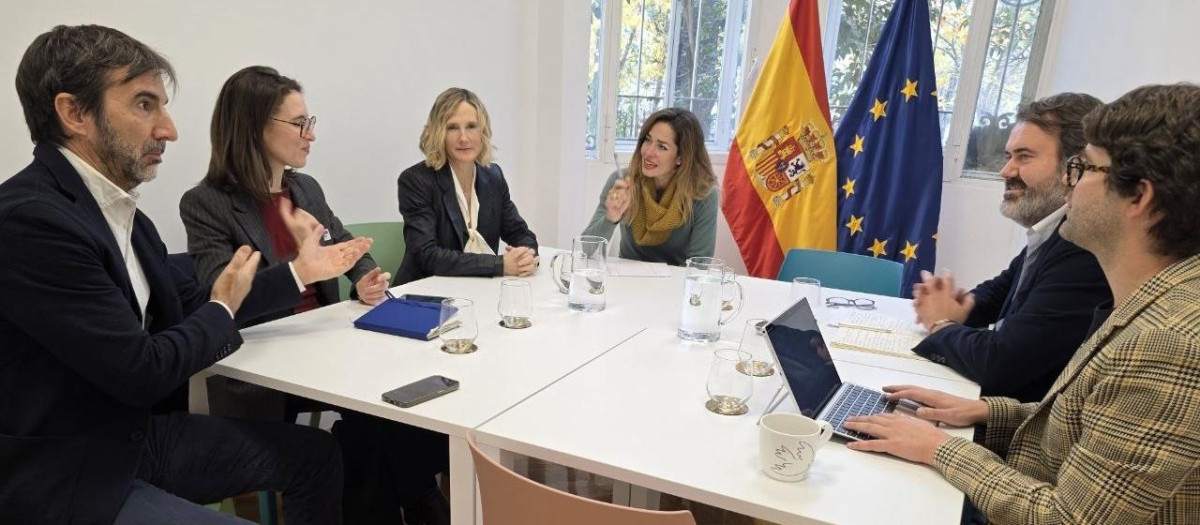 Reunión del secretario de Estado de Juventud e Infancia, Rubén Pérez,con la jefa de Seguridad Global de Meta, Antigona Davis.