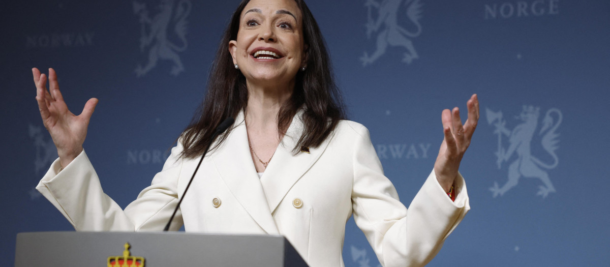 María Corina Machado, en la rueda de prensa