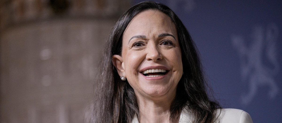 Imagen tomada este jueves de María Corina Machado en Oslo, Noruega