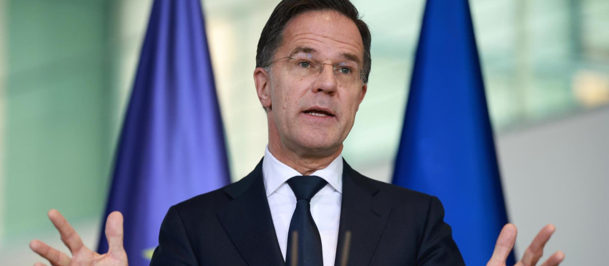 El secretario general de la OTAN,  Mark Rutte, en rueda de prensa en Berlín