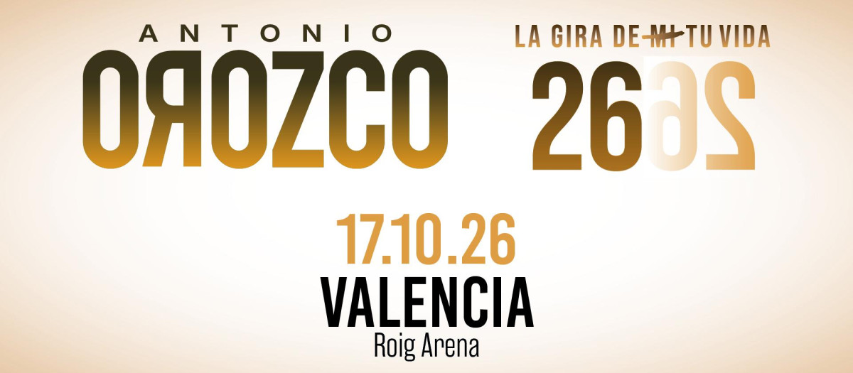 Imagen del cartel promocional del concierto de Antonio Orozco en Roig Arena