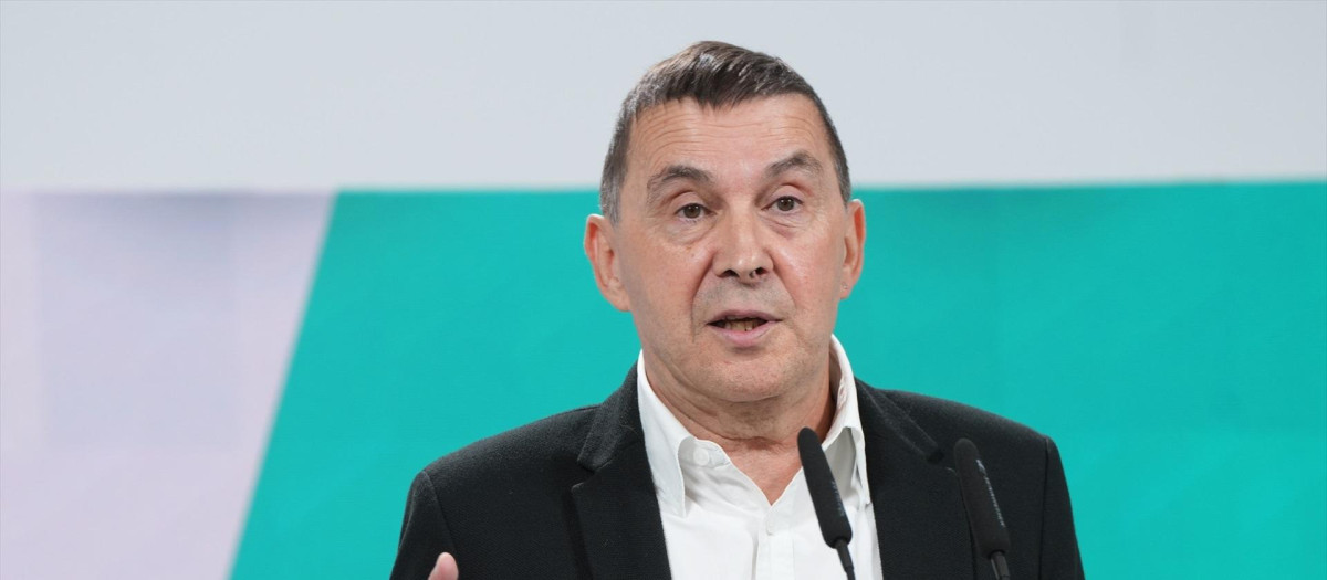 Arnaldo Otegi, durante una rueda de prensa