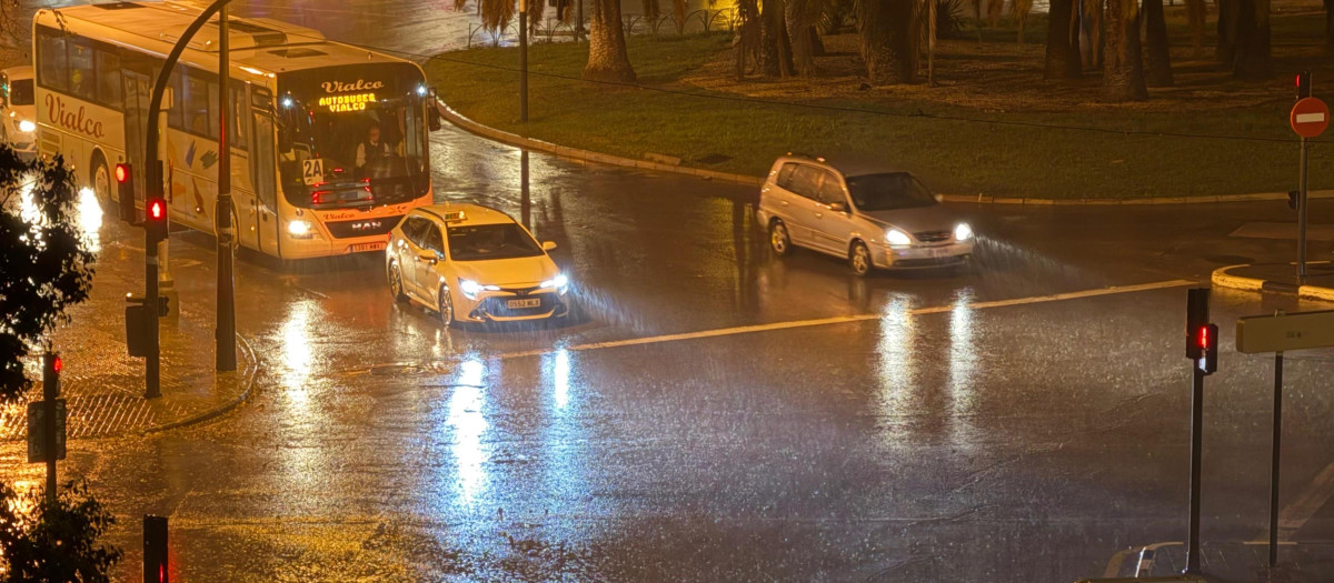Noche de lluvia en Valencia.