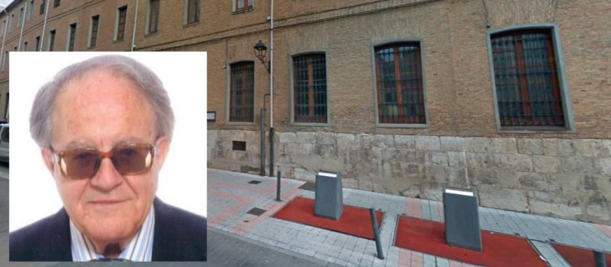 Montaje con el rostro del Padre Torres y la Casa Sacerdotal de Nuestra Señora de Lebanza, en Palencia