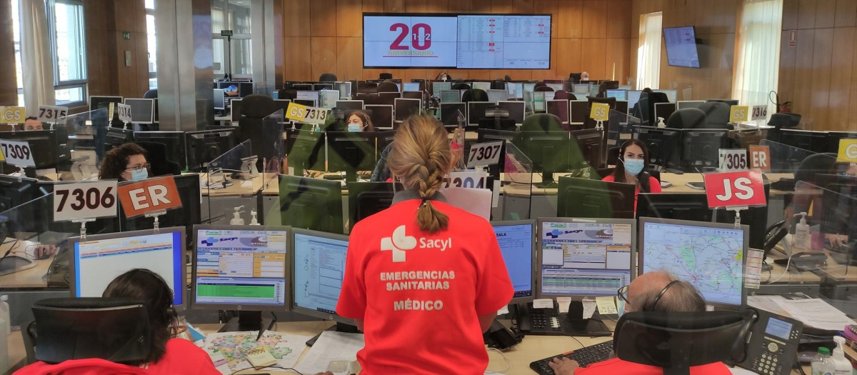Sala del Centro de Emergencias 112 de Castilla y León