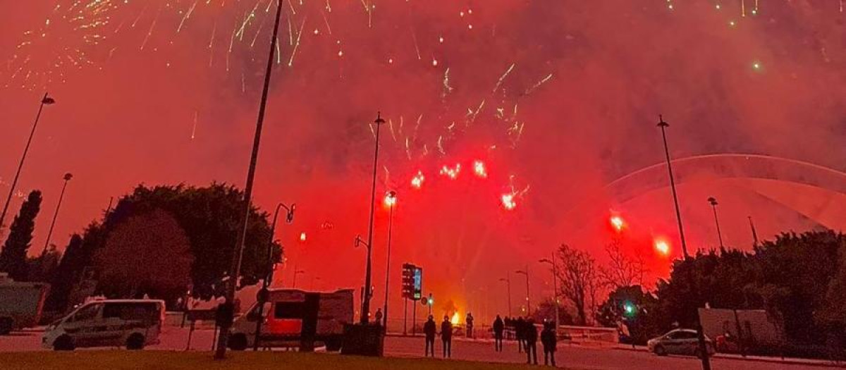 Imagen tomada esta Nochevieja del castillo de fuegos artificiales para dar la bienvenida a 2026 en Valencia