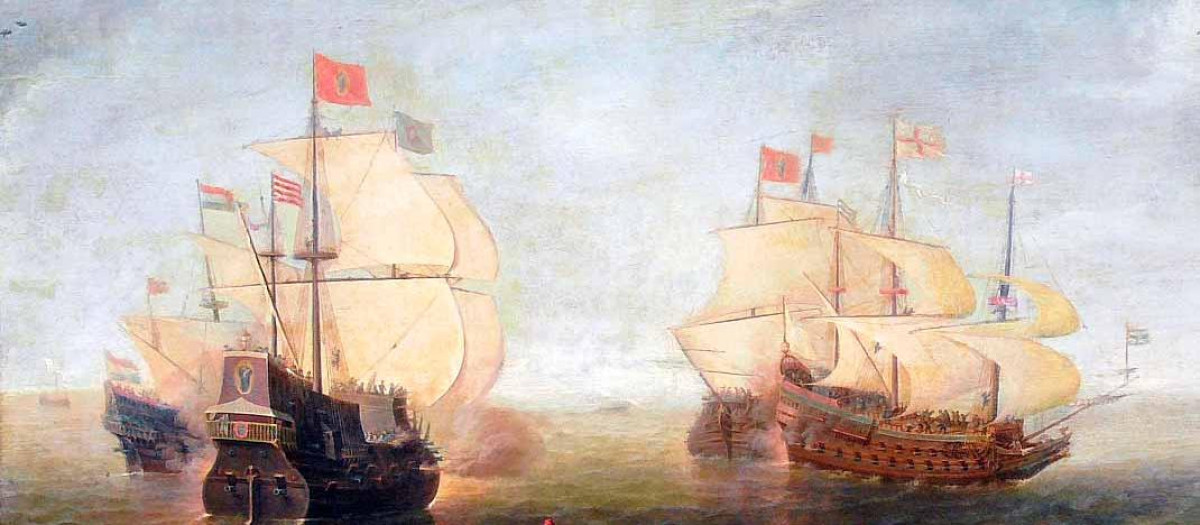 'Combate naval', realizado por el artista holandés Cornelis Claesz van Wieringen