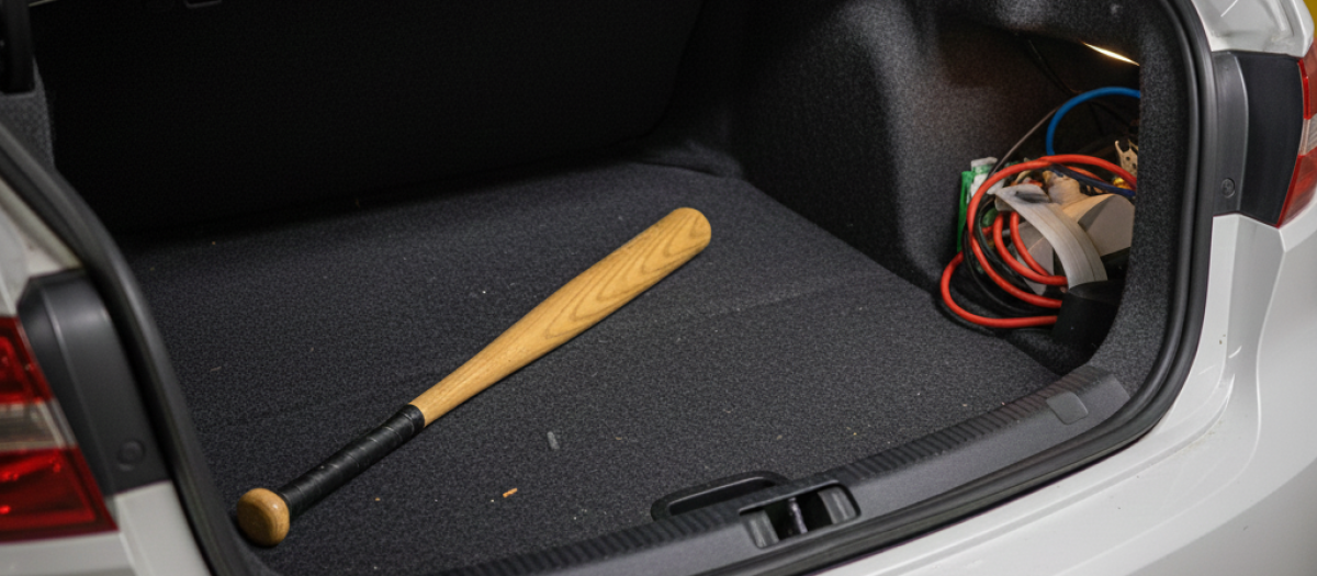 Un bate en el maletero del coche, ningún policía lo va a pasar por alto
