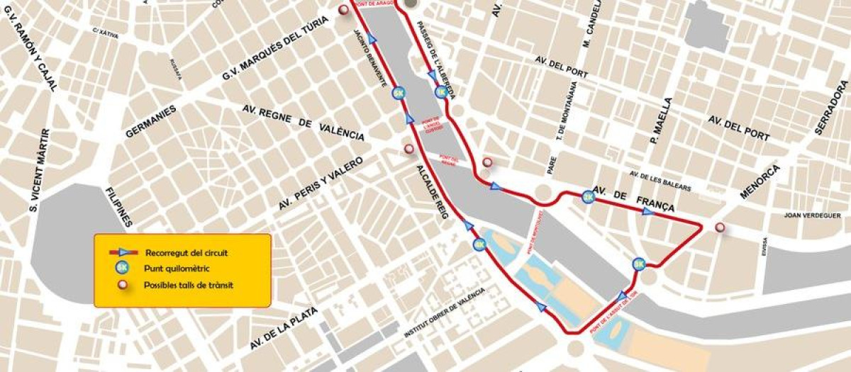 Imagen del recorrido de la 10K de Valencia