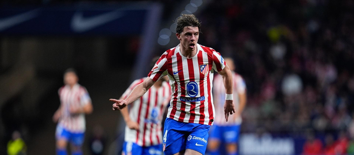Conor Gallagher, en un partido con el Atlético de Madrid esta temporada