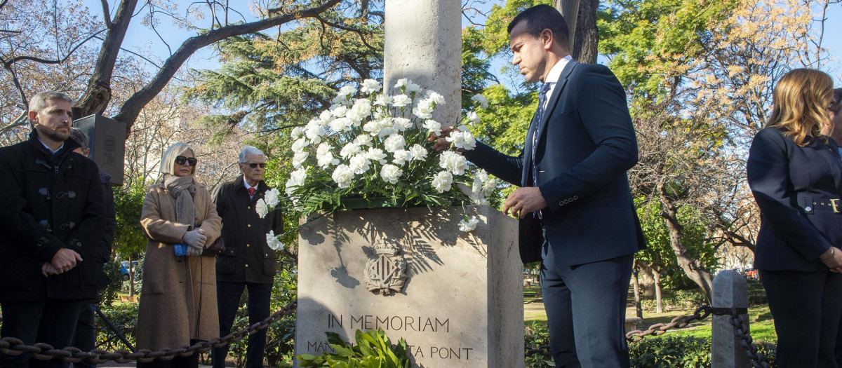Imagen tomada este jueves de Vicent Mompó durante el homenaje a Manuel Broseta en Valencia