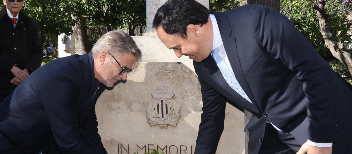 Imagen tomada este jueves de Juanfran Pérez Llorca durante el homenaje a Manuel Broseta en Valencia