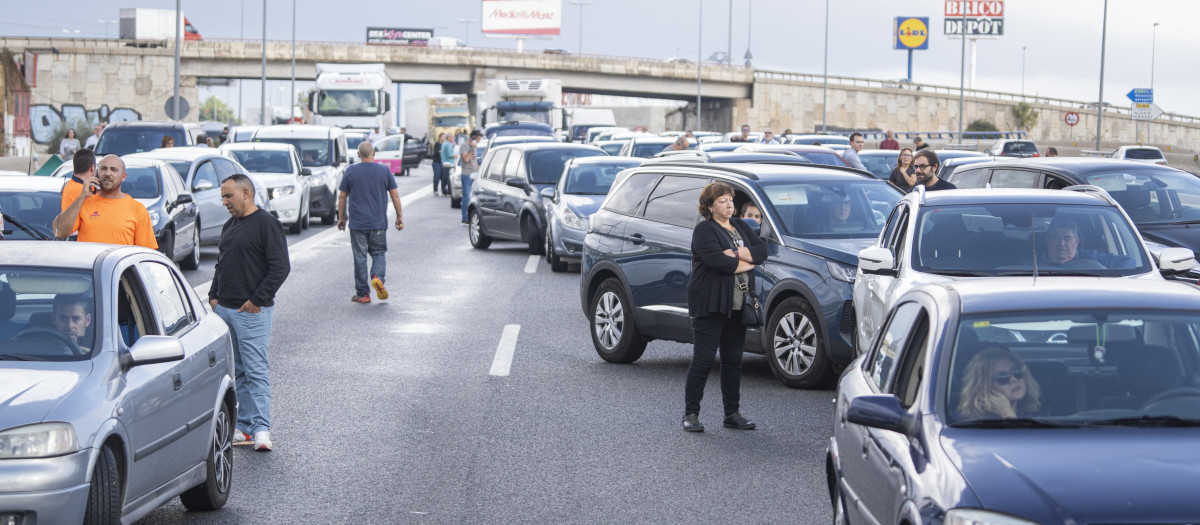 Imagen de un atasco en la A3