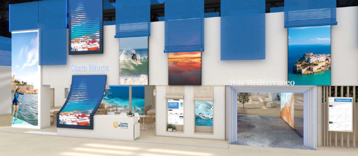 Imagen virtual del acceso al estand de la Comunidad Valenciana en Fitur 2026.