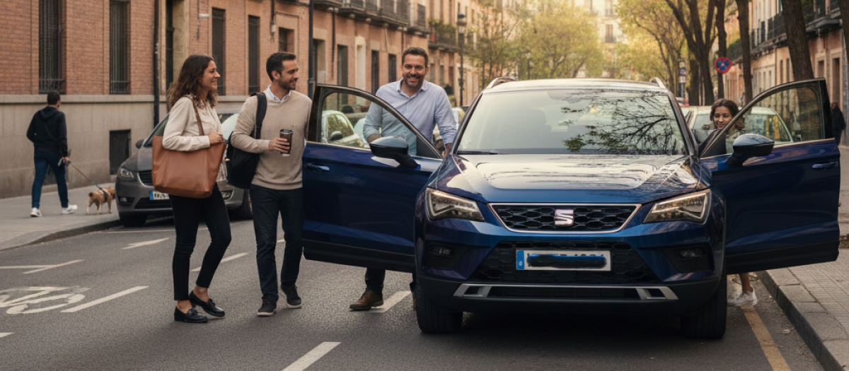 Varios trabajadores compartiendo coche