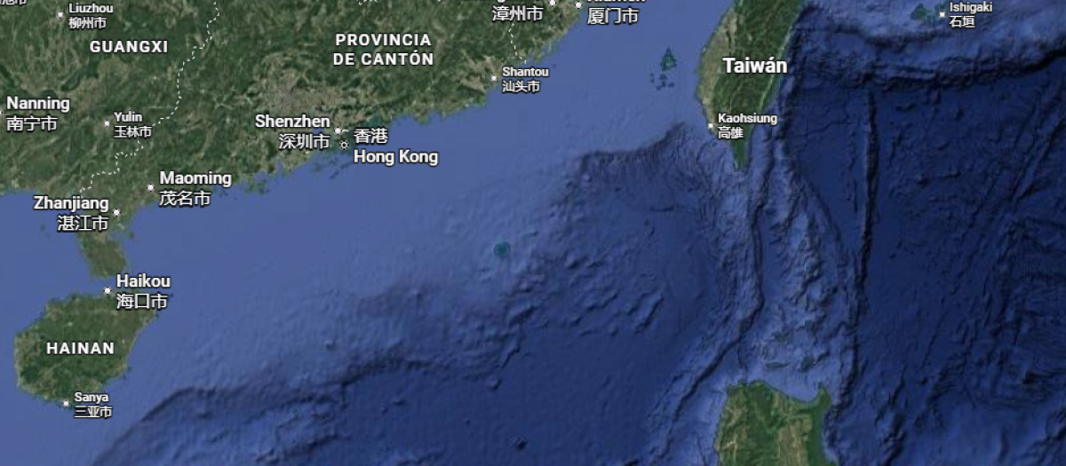 Imagen satélite del Mar de la China con la Isla de Taiwán y Pratas