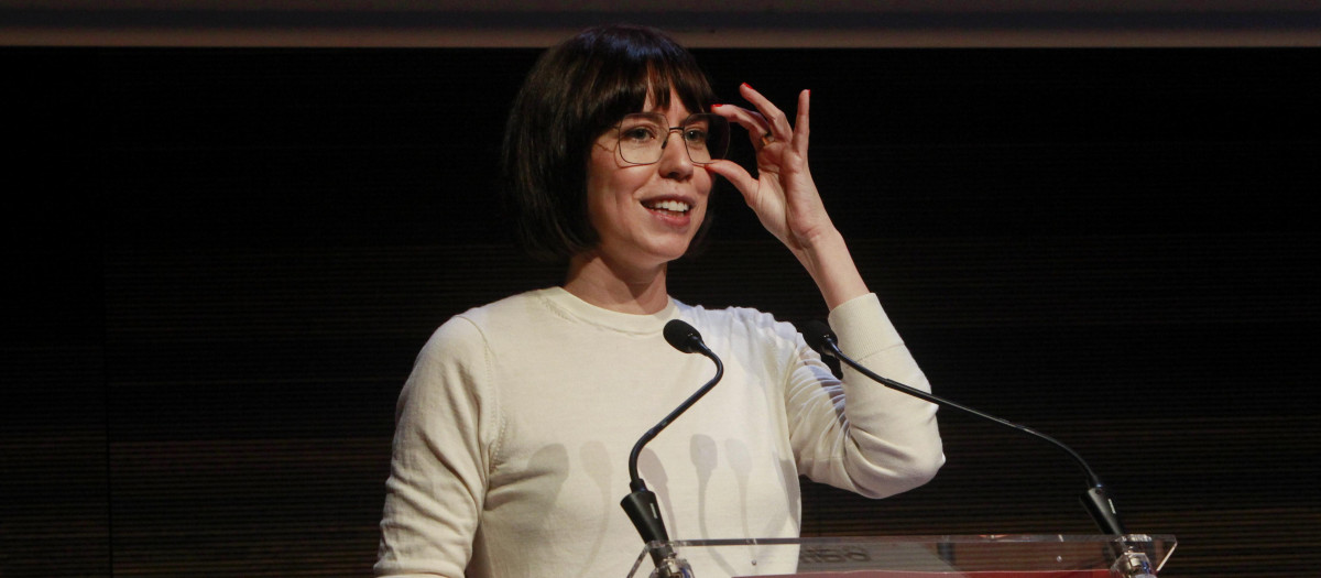 Imagen de la ministra de Ciencia, Innovación y Universidades, Diana Morant, durante su intervención en un acto de la Oficina de Propiedad Intelectual de la Unión Europea (Euipo).
