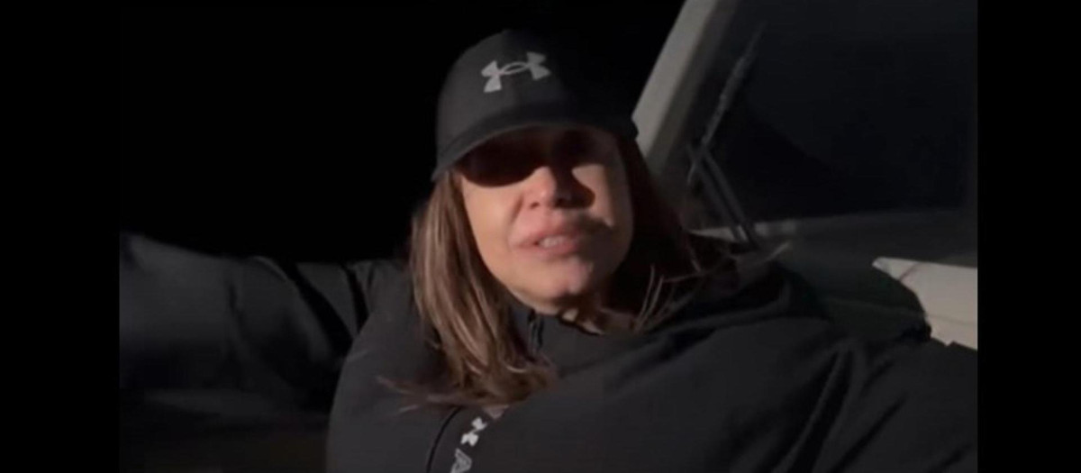 La líder opositora María Corina Machado durante su salida de Venezuela