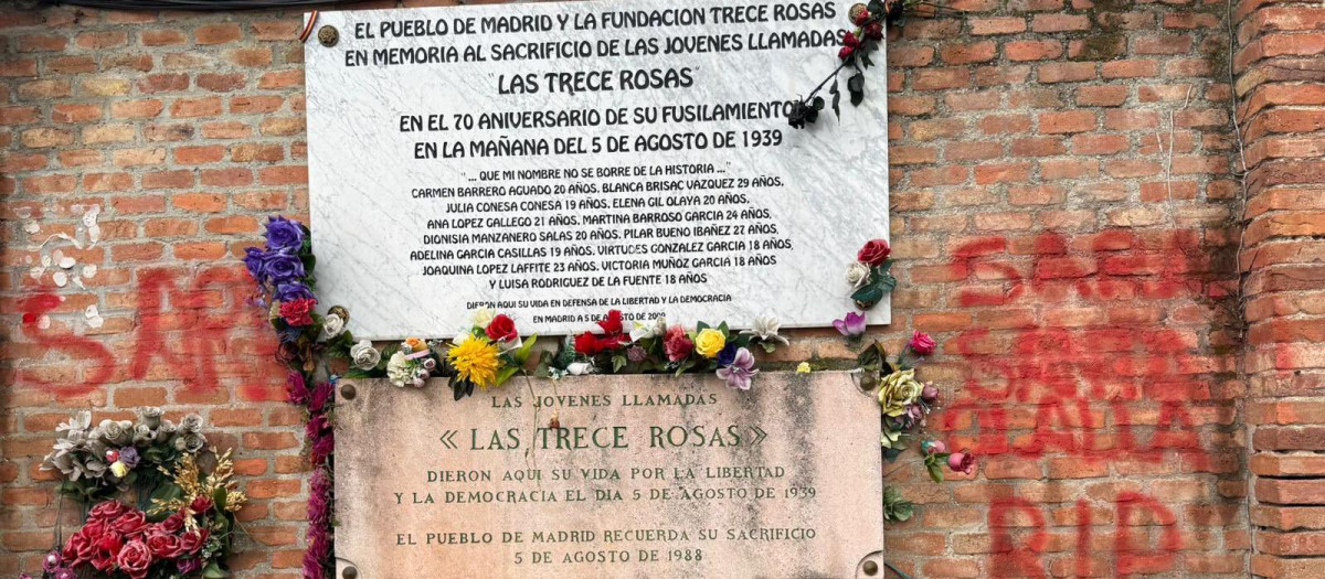 Imagen de la tumba de la tumba de las Trece Rosas en Madrid